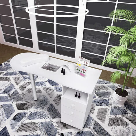 BODYLINE - HEALTH AND MASSAGE Table Manucure Chromée Avec Aspirateur Et Tiroirs Leopard 4 BODYLINE - HEALTH AND MASSAGE Table Manucure Chromée Avec Aspirateur Et Tiroirs Leopard – Image 2