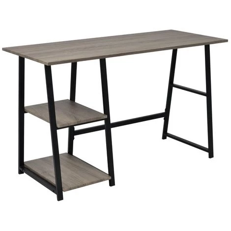 Topdeal Bureau Avec 2 étagères Gris Et Chêne 3 Topdeal Bureau Avec 2 étagères Gris Et Chêne
