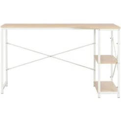 Topdeal Bureau D'ordinateur Blanc Et Chêne 120 X 72 X 70 Cm -France Bureau Soldes 2022 22998575 3