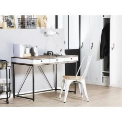 BELIANI Bureau Effet Bois Clair Et Blanc 120 X 60 Cm - Bois Clair -France Bureau Soldes 2022 23181334 2