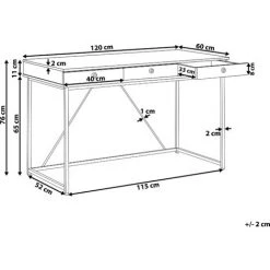 BELIANI Bureau Effet Bois Clair Et Blanc 120 X 60 Cm - Bois Clair -France Bureau Soldes 2022 23181334 3