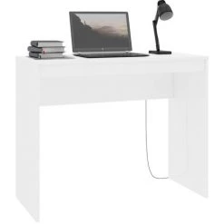 Topdeal Bureau Blanc Brillant 90 X 40 X 72 Cm Aggloméré -France Bureau Soldes 2022 23290727 3