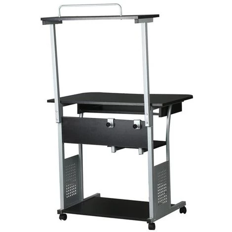 Yaheetech Bureau Informatique Avec 3 Tablettes De Rangement Design Table Ordinateur Roulettes Avec Freins Bureau Ordinateur Noir 80 X 50 X 132 Cm 6 Yaheetech Bureau Informatique Avec 3 Tablettes De Rangement Design Table Ordinateur Roulettes Avec Freins Bureau Ordinateur Noir 80 X 50 X 132 Cm – Image 4
