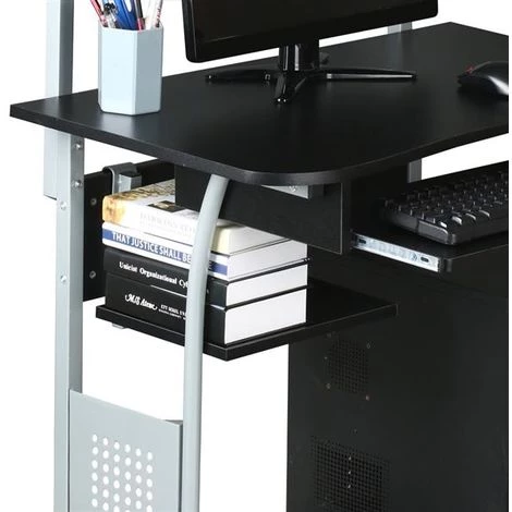 Yaheetech Bureau Informatique Avec 3 Tablettes De Rangement Design Table Ordinateur Roulettes Avec Freins Bureau Ordinateur Noir 80 X 50 X 132 Cm 7 Yaheetech Bureau Informatique Avec 3 Tablettes De Rangement Design Table Ordinateur Roulettes Avec Freins Bureau Ordinateur Noir 80 X 50 X 132 Cm – Image 5