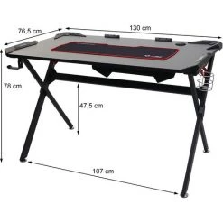 Bureau HHG-177, Table D'ordinateur, Bureau De Jeunesse, Jeu En Ligne, 120x75cm Noir -France Bureau Soldes 2022 23502806 3