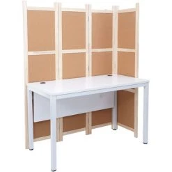 Bureau HHG-454, Table D'ordinateur Avec Cloison De Séparation, Tableau En Liège, Brise-vue