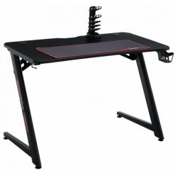 IDIMEX Bureau Gaming BASE, Support Manette De Jeu Avec Ports USB Support Casque Et Porte Gobelet, Bureau Pc Gamer Pro En Métal Noir - Noir