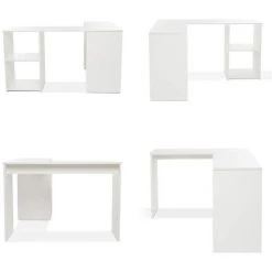 Bureau D'angle Avec Rangement 2 Étagères,bureau Informatique, Bureau D'ordinateur, Bois, Blanc-Mondeer -France Bureau Soldes 2022 23676027 4