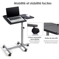 COSTWAY Table Pour Ordinateur,60 X 40 X 71,5 – 91,5cm 9 COSTWAY Table Pour Ordinateur,60 X 40 X 71,5 – 91,5cm -France Bureau Soldes 2022 23796591 3