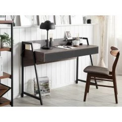 BELIANI Bureau Effet Bois Foncé Avec 2 Tiroirs 120 X 50 Cm - Bois Foncé -France Bureau Soldes 2022 23818172 2