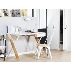 BELIANI Bureau Effet Bois Clair Et Blanc Avec Tiroir 120 X 60 Cm - Bois Clair -France Bureau Soldes 2022 23818173 2