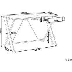BELIANI Bureau Effet Bois Clair Et Blanc Avec Tiroir 120 X 60 Cm - Bois Clair -France Bureau Soldes 2022 23818173 3