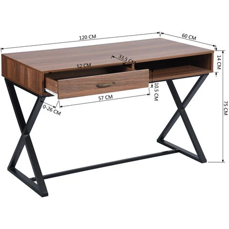 HOMEINBOX Bureau Design Mid-Century De 120 Cm De Largeur Avec Tiroir Et étagère Extérieure 4323 7 HOMEINBOX Bureau Design Mid-Century De 120 Cm De Largeur Avec Tiroir Et étagère Extérieure 4323 – Image 5