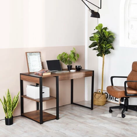 HOMEINBOX Bureau D'ordinateur En Noyer De Style Industriel Simple 60x120x75cm 4322 5 HOMEINBOX Bureau D'ordinateur En Noyer De Style Industriel Simple 60x120x75cm 4322 – Image 3