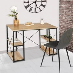 IDMARKET Bureau Double DETROIT Design Industriel - Naturel