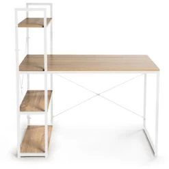 IDMARKET Bureau Bibliothèque DETROIT Design Industriel Bois Et Métal Blanc - Blanc -France Bureau Soldes 2022 23983903 4