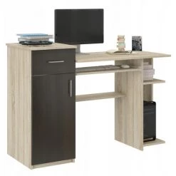 HUCOCO BERGEN - Bureau Moderne D'ordinateur - 120x76x50 Cm - Bureau Ordinateur PC - Support Clavier + étagère Imprimante - Beige