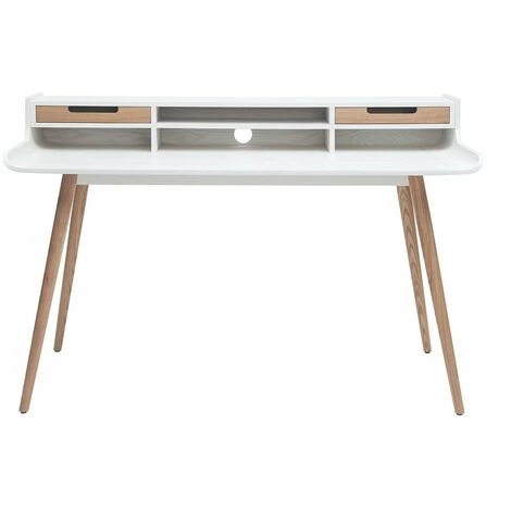MILIBOO Bureau Scandinave Bois Et Blanc 2 Tiroirs L140 Cm OPUS - Bois Clair / Blanc 3 MILIBOO Bureau Scandinave Bois Et Blanc 2 Tiroirs L140 Cm OPUS - Bois Clair / Blanc