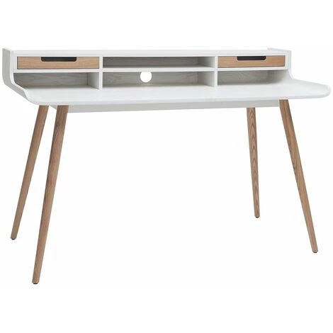 MILIBOO Bureau Scandinave Bois Et Blanc 2 Tiroirs L140 Cm OPUS - Bois Clair / Blanc 4 MILIBOO Bureau Scandinave Bois Et Blanc 2 Tiroirs L140 Cm OPUS - Bois Clair / Blanc – Image 2