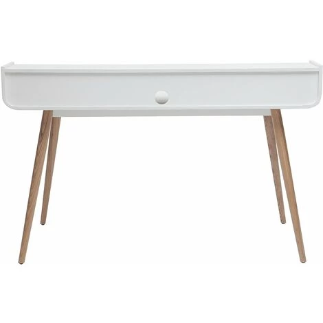 MILIBOO Bureau Scandinave Bois Et Blanc 2 Tiroirs L140 Cm OPUS - Bois Clair / Blanc 6 MILIBOO Bureau Scandinave Bois Et Blanc 2 Tiroirs L140 Cm OPUS - Bois Clair / Blanc – Image 4