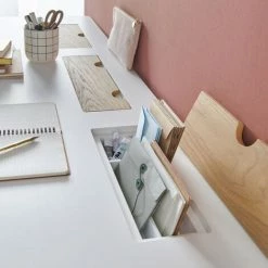 MOB-IN Bureau Scandinave Chêne Blanc 150 Cm MOBOX - Blanc -France Bureau Soldes 2022 24170573 5