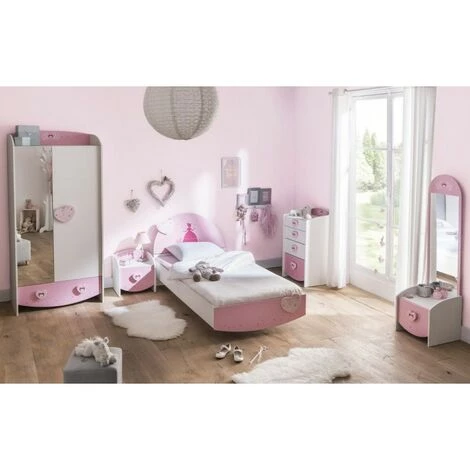 DEMEYERE Bureau 1 Tiroir Anastasia Rose Et Blanc - Rose - Rose/blanc 4 DEMEYERE Bureau 1 Tiroir Anastasia Rose Et Blanc - Rose - Rose/blanc – Image 2