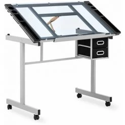 FROMM & STARCK Table à Dessin Architecte Plateau Inclinable ≤62° & Réglable En Hauteur 80-125cm - Argent