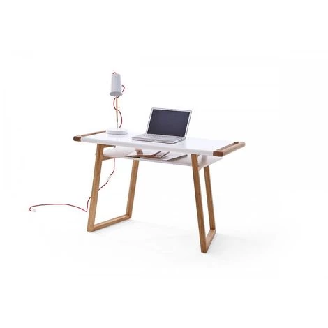 INSIDE75 Bureau TOSSIAT Laqué Blanc Mat Piétement Chêne Huilé Plateau De Rangement - Blanc 4 INSIDE75 Bureau TOSSIAT Laqué Blanc Mat Piétement Chêne Huilé Plateau De Rangement - Blanc – Image 2