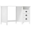 YOUTHUP Bureau Hill Range Avec 3 Tiroirs 120x50x74 Cm Pin Solide - Blanc -France Bureau Soldes 2022 24551329 1