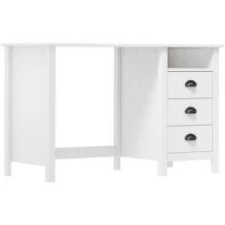 YOUTHUP Bureau Hill Range Avec 3 Tiroirs 120x50x74 Cm Pin Solide - Blanc