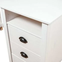 YOUTHUP Bureau Hill Range Avec 3 Tiroirs 120x50x74 Cm Pin Solide - Blanc -France Bureau Soldes 2022 24551329 5