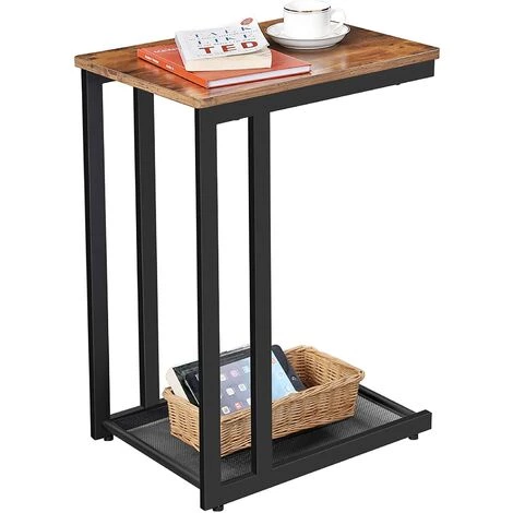 HELLOSHOP26 Table D’appoint De Chevet Avec étagère En Maille 48 X 35 X 65 Cm Petit Déjeuner Au Lit Sous Canapé Salon Chambre Cuisine Métal Design Industriel Assemblage Facile Gain De Place Marron Foncé - Marron 4 HELLOSHOP26 Table D’appoint De Chevet Avec étagère En Maille 48 X 35 X 65 Cm Petit Déjeuner Au Lit Sous Canapé Salon Chambre Cuisine Métal Design Industriel Assemblage Facile Gain De Place Marron Foncé - Marron – Image 2