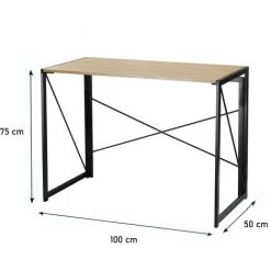 CASAME Bureau Pliable Style Industriel - Longueur 100 Cm - Casâme - Bois Clair -France Bureau Soldes 2022 24961841 4