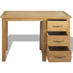 ASUPERMALL Bureau Avec 3 Tiroirs 106 X 40 X 75 Cm Bois De Chene Massif -France Bureau Soldes 2022 25228659 3