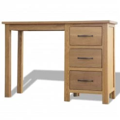 ASUPERMALL Bureau Avec 3 Tiroirs 106 X 40 X 75 Cm Bois De Chene Massif -France Bureau Soldes 2022 25228659 4