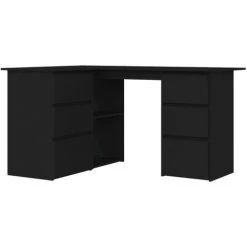 ASUPERMALL Bureau D'angle Noir 145x100x76 Cm Agglomere -France Bureau Soldes 2022 25233010 2