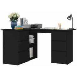 ASUPERMALL Bureau D'angle Noir 145x100x76 Cm Agglomere -France Bureau Soldes 2022 25233010 3