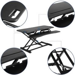 HELLOSHOP26 Bureau Assis Debout Poste De Travail Réglable En Hauteur Pour Pc Ordinateur Portable Et Affaires De Bureau Avec Support Clavier Amovible 95 X 40 Cm Noir - Noir -France Bureau Soldes 2022 25245092 2