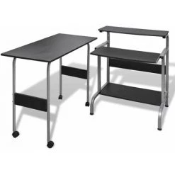 Hommoo Bureau D'ordinateur Reglable Noir HDV07407