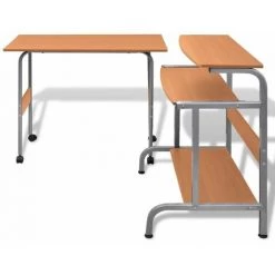HOMMOO Table De Bureau Reglable Brun Pour Ordinateur Avec Roulettes HDV07408 -France Bureau Soldes 2022 25319526 3