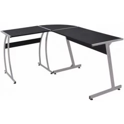 Hommoo Bureau D'angle En Forme De L Noir HDV07439