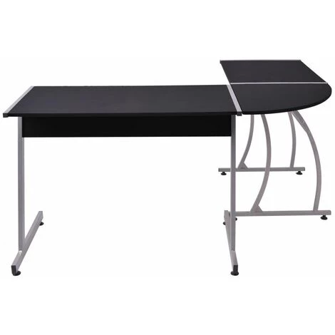 Hommoo Bureau D'angle En Forme De L Noir HDV07439 5 Hommoo Bureau D'angle En Forme De L Noir HDV07439 – Image 3
