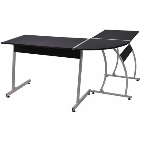 Hommoo Bureau D'angle En Forme De L Noir HDV07439 6 Hommoo Bureau D'angle En Forme De L Noir HDV07439 – Image 4