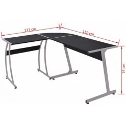 Hommoo Bureau D'angle En Forme De L Noir HDV07439 11 Hommoo Bureau D'angle En Forme De L Noir HDV07439 -France Bureau Soldes 2022 25319564 5