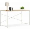 Hommoo Bureau D'ordinateur Blanc Et Chene 120 X 60 X 70 Cm HDV07551