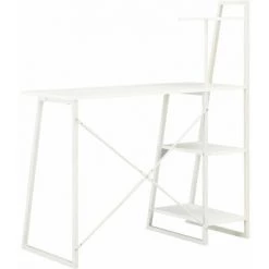 Hommoo Bureau Avec Etagere Blanc 102x50x117 Cm HDV07573 -France Bureau Soldes 2022 25319733 4