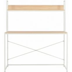 Hommoo Bureau D'ordinateur Blanc Et Chene 120 X 60 X 138 Cm HDV33053 -France Bureau Soldes 2022 25320317 3