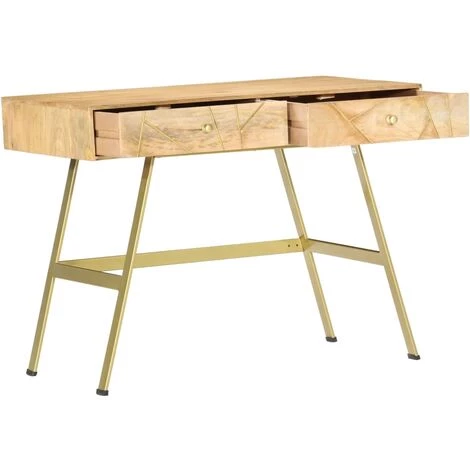 YOUTHUP Bureau Avec Tiroirs 100x55x75 Cm Bois Solide De Manguier - Brun 4 YOUTHUP Bureau Avec Tiroirs 100x55x75 Cm Bois Solide De Manguier - Brun – Image 2