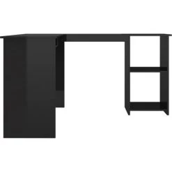 YOUTHUP Bureau D'angle Forme De L Noir Brillant 120x140x75cm Aggloméré - Noir -France Bureau Soldes 2022 25355779 5