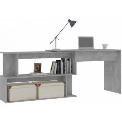 YOUTHUP Bureau D'angle Gris Béton 200x50x76 Cm Aggloméré - Gris -France Bureau Soldes 2022 25355820 3